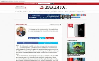 “Jerusalem Post”: Azərbaycanın Qaradağlı kəndində törədilmiş qanlı qırğın müasir erməni terrorizminə əsl sübutdur